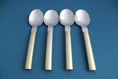 Boda Nova OVAL STEEL GOLD Teaspoons Widebowl (Set of 4) 18/8 Korea 6 3/8''