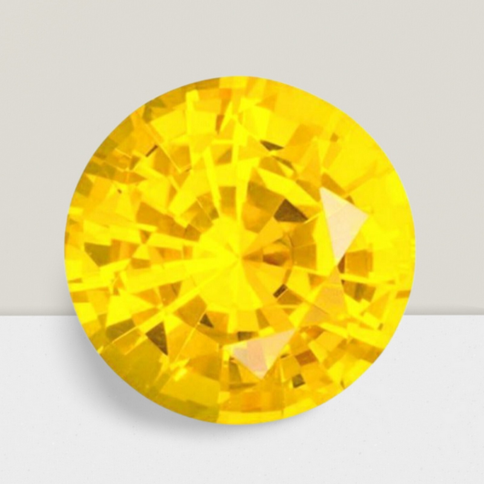 Yellow Sapphire Round Cut Gemstone 1.80 Cts - 8 mm Lustrous Loose Gem