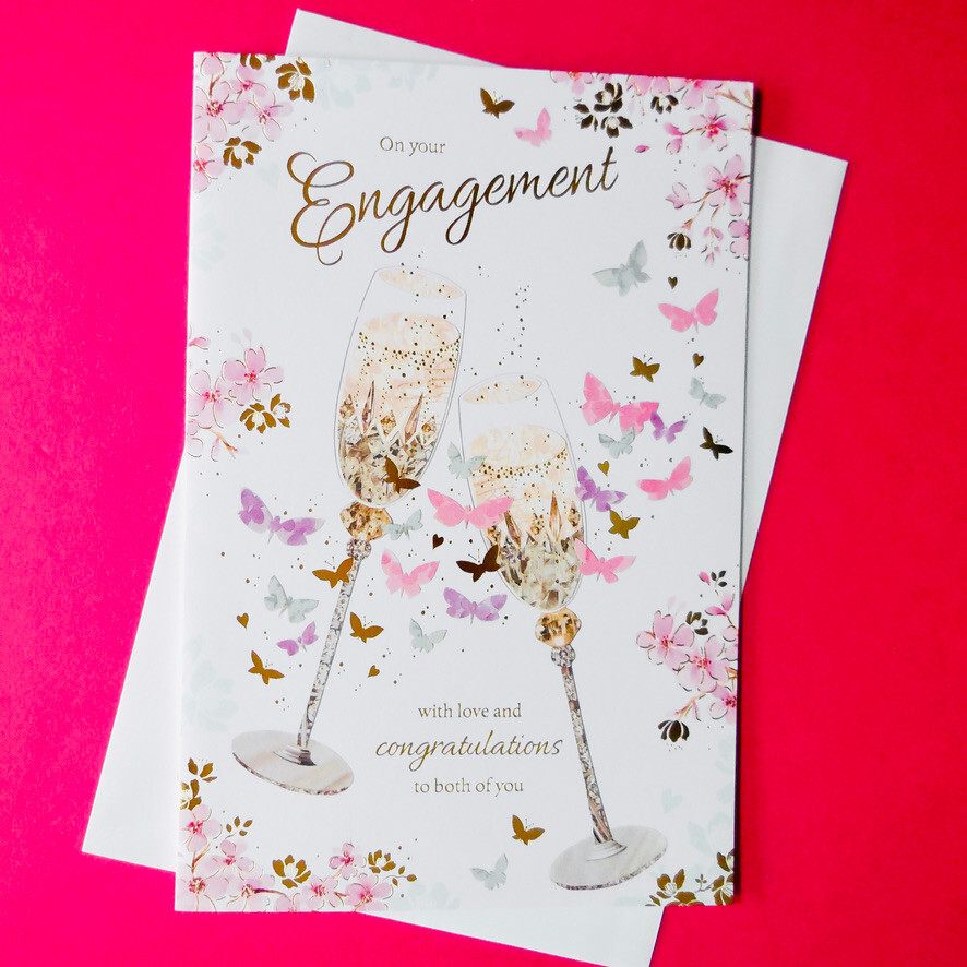 On Your Engagement Card 9""x6"" Congratulations Long Message Nice Words Verse