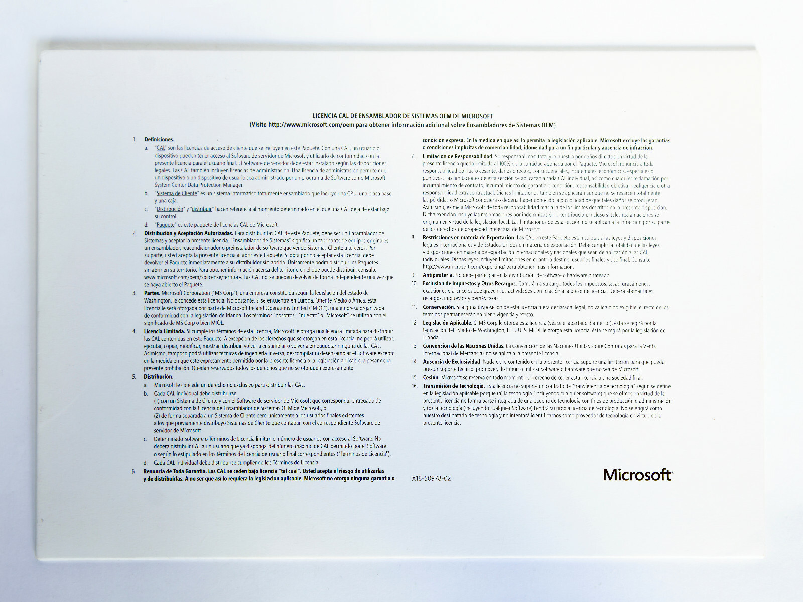 WINDOWS SERVER CAL 2016 SPANISH 1PK DSP OEI 5 CLT USER CAL R18-05255 ...