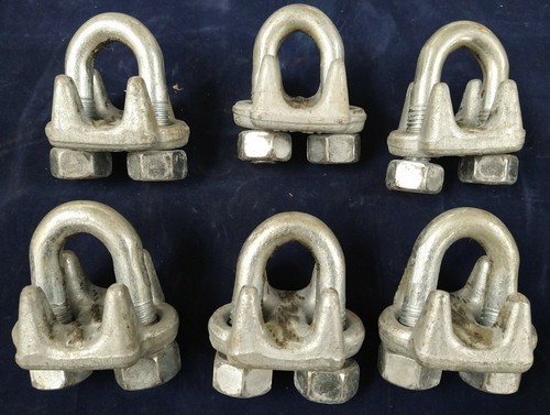 MALEABLE IRON 3/4" WIRE ROPE U-BOLT CLIPS (LOT OF 6)