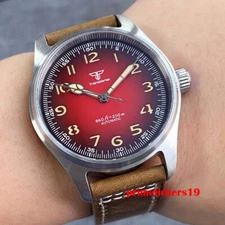 Tandorio Sapphire Luminous Fashion 39mm Automatic Men's Watch Red Gradient Dial