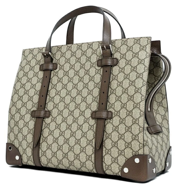 Sac à bandoulière fourre tout GUCCI GG Supreme marron beige PVC toile cuir 626356 #1049