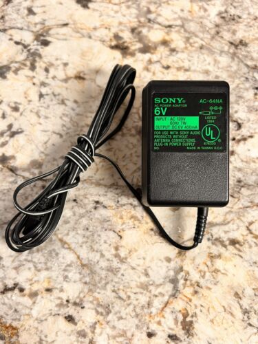Sony Discman AC Power Adapter 6V AC-64NA AC 120V DC 6V 400mA OEM Clean - Picture 1 of 4