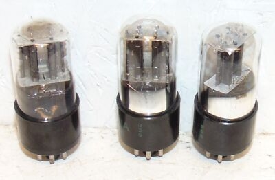THREE 12SN7GT BADBOY 3 HOLE BLACK PLATES SYLVANIA TUBES EARLY 1952