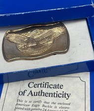 Patriotic American Eagle Usa America Scene Mountain Landscape Belt Buckle In Box