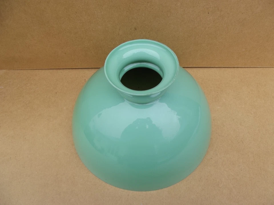 globe suspension opaline verte céladon verre lampe lustre diamètre 32,5 cm 19éme - Photo 2/4