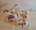 Deer Trio Chase Porcelain Gold Trim & Rose VINTAGE Matching Set of 3 WHOLESALE — photo 4