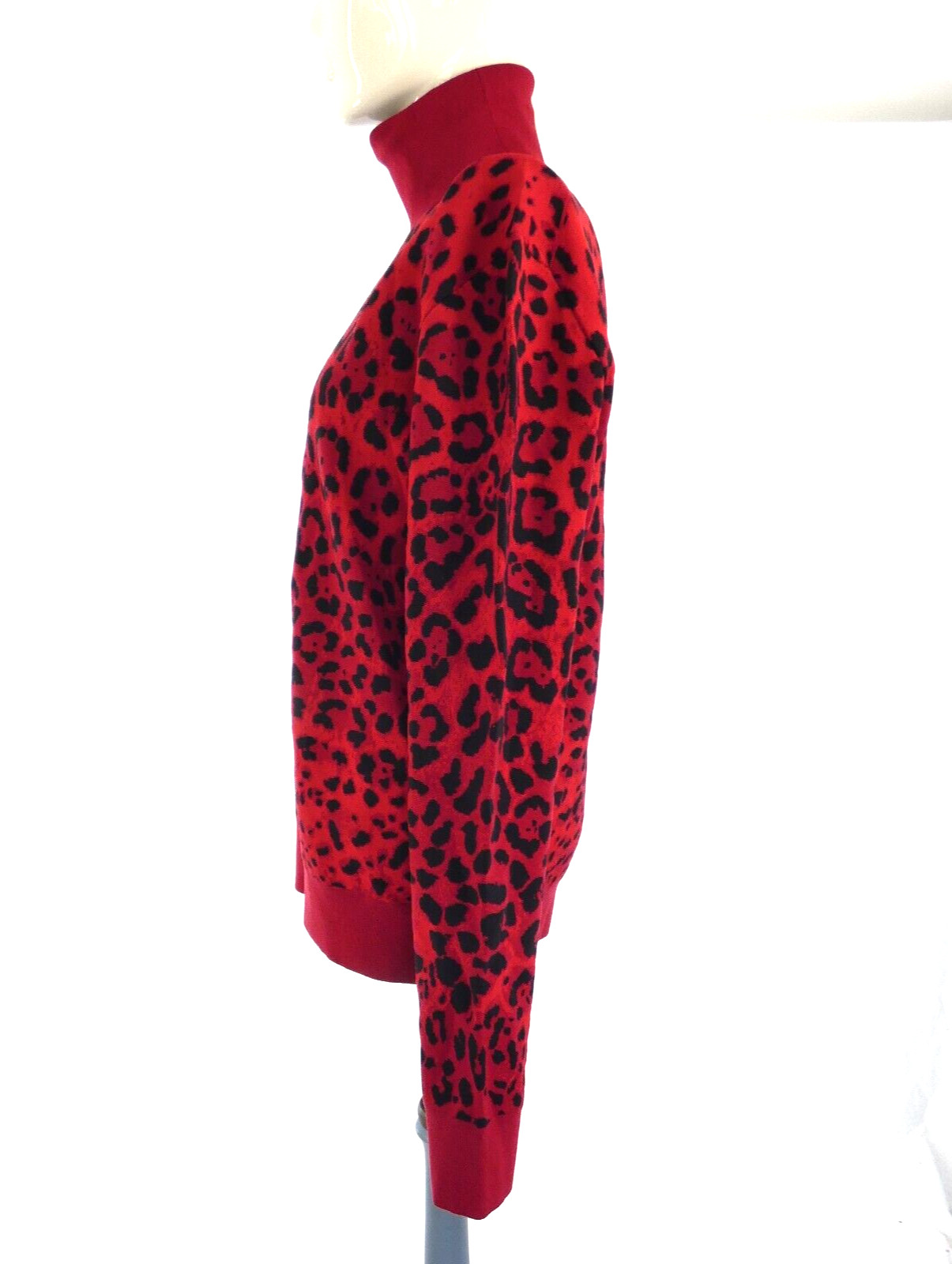 Dolce Gabbana Jumper Mens Leopard Red Roll Neck Fine Knit RRP890  size 42  BNWT image 8