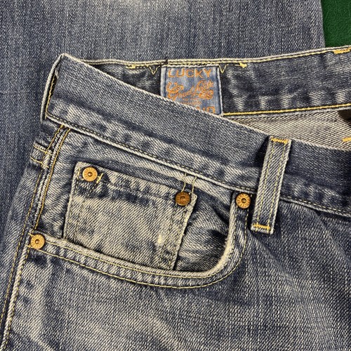 VTG Y2K Lucky Brand Dungarees Men’s 34 Medium Wash Great Fade Baggy Made USA - Picture 3 of 11