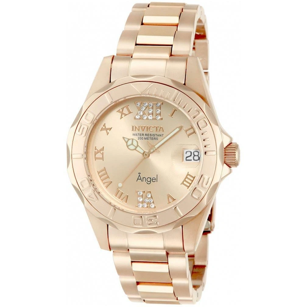 Invicta 14398 Womens Angel Rose Gold Dial Rose Gold Steel Watch eBay