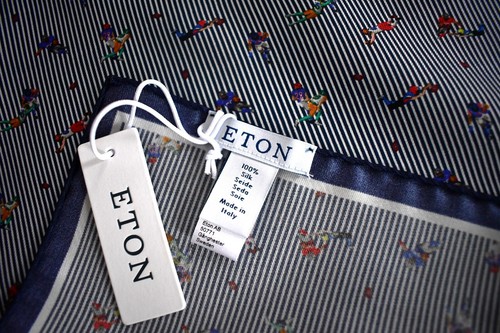 🆕️NEW ETON AMERICAN FOOTBALL Print 100% SILK Pocket Square Handkerchief ITALY - Picture 6 of 6