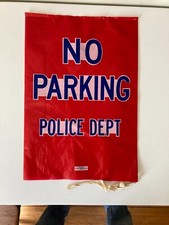 CUBIERTA/CAPUCHA DE PARQUÍMETRO DE PLÁSTICO VINTAGE "SIN DEPARTAMENTO DE POLICÍA DE ESTACIONAMIENTO" CON LAZOS DE TELA