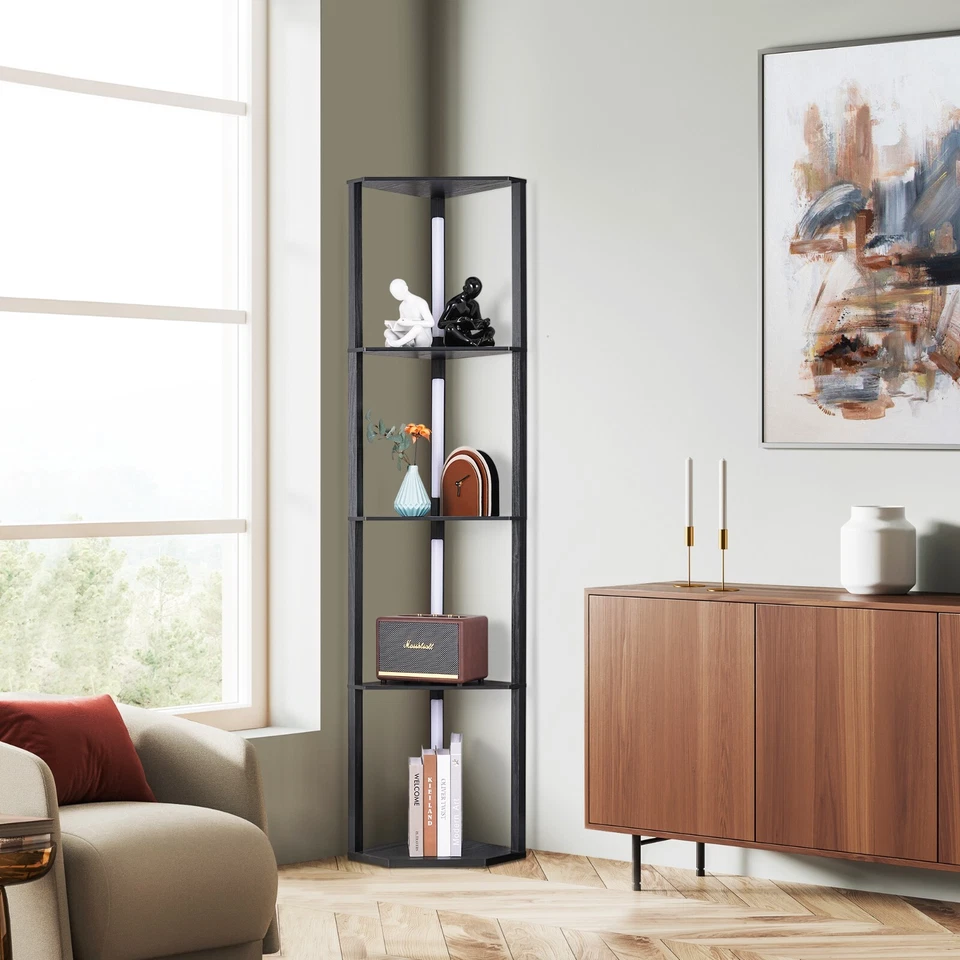 EDISHINE Estante Esquinero con Luces, Moderno Estante de Lámpara LED de Pie Regulable Foto 4 de 4