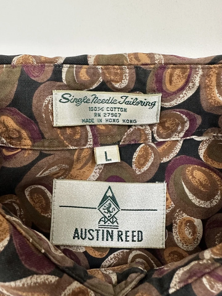 Vintage 90s Geometric Shirt Men Large Circles Casual Hawaiian Cotton Austin Reed - Image 3 of 4