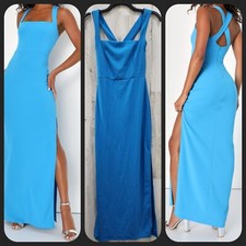 LULUS Glamorous Dedication Blue Sleeveless Column Maxi Dress Size LARGE NWOT 