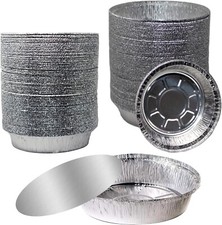 6 Inch Disposable Round Aluminum Foil Take-Out Pans with Board Lids Set 50pcs