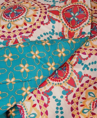 Boho Boutique Medallion Comforter 3pc Set King Teal Fushcia