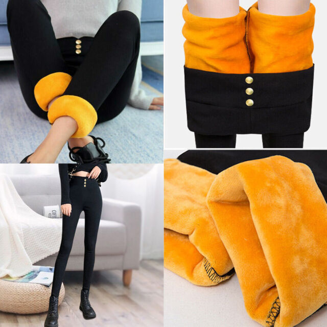 Women's Winter Warm Thick Trousers Fleece Lined Thermal Stretchy Leggings Pants-