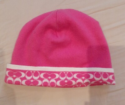 Coach Red/Hot Pink Signature C Logo Knit Beanie with Sparkle Coach - Brandclub - Coach Womens Patch Beanie main image 3