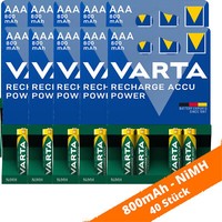 40 X Varta 800Mah Akkus Aaa Micro HR03 Nimh 56703 Accu Power Recharge 1,2V