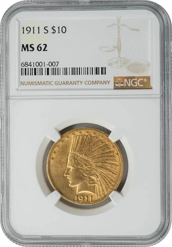1911-S $10 Gold Indian MS62 NGC 950010-2
