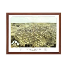 Old Map of Hudson, MI 1868 - Vintage Hudson Michigan Art