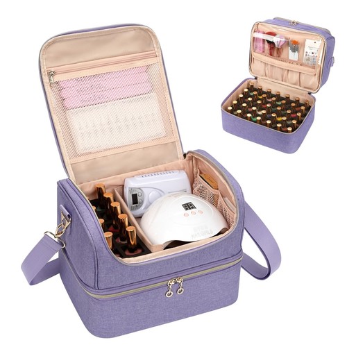 Nail Polish Organizer Case, Nail Supplies Storage Box Holds 45 Bottles Nail P...