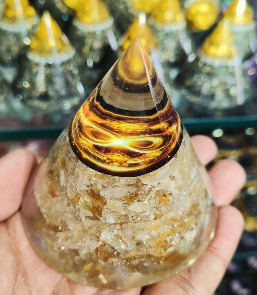 Yellow Citrine Cone Pyramid Powerful Stone Crystal Wealthy Success Good Luck New - Image 4 of 4