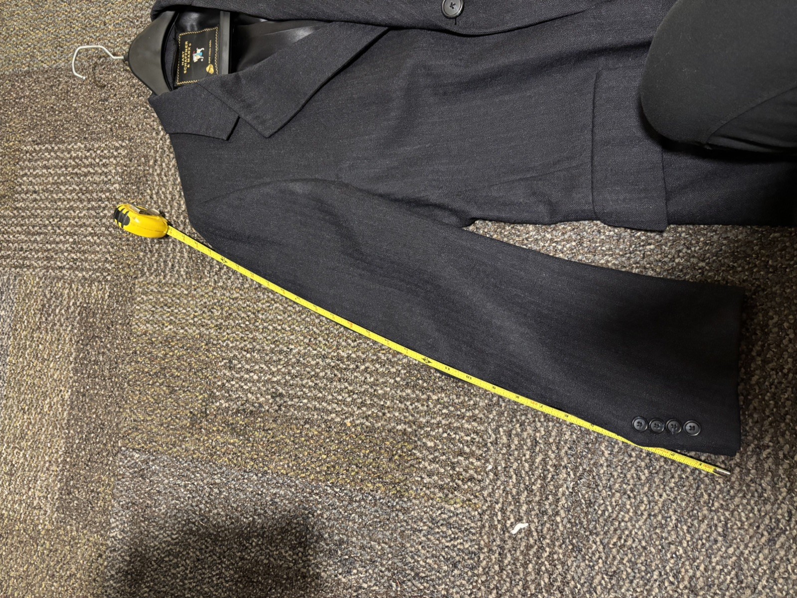 Vintage Hart Schaffner & Marx Men Virgin Wool Herringbone Grey Overcoat Made USA