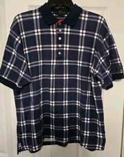 Vintage Lyle & Scott Mens Polo Large Blue White Stripes 5 Buttons Made In USA