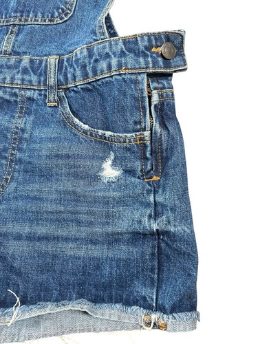 Bershka BSK Girl Denim Shortalls Shorts Overalls Size S Distressed 100% Cotton - Picture 4 of 8