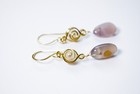 Swirl Brass Earrings with Agate Beads — photo 2