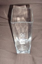Modern, Clear Glass Rectangle Vase (24cm Height, 7cm Diameter)