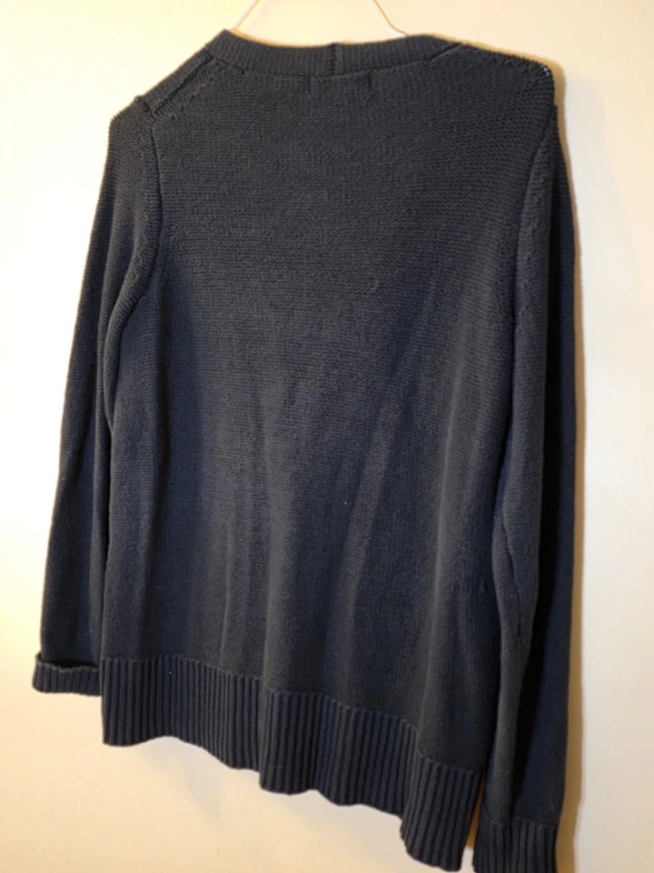 Cárdigan suéter Eddie Bauer para mujer talla L azul marino cuello en V manga larga abotonada Foto 2 de 4