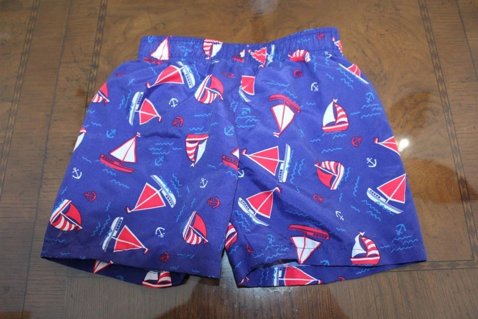 Jungen 18 Monate gefütterte Badeanzug Shorts Badehose blau mit Segelbooten