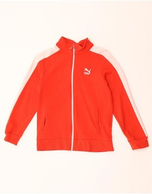 Puma Mädchen Trainingsanzug Oberteil Jacke 14-15 Jahre Large rot Colourblock Baumwolle CB11