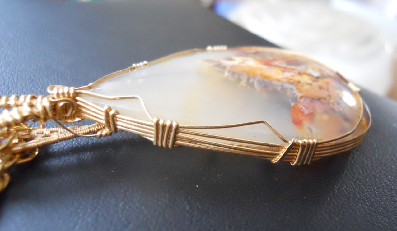 Handcrafted Wire-Wrapped Large Agate Pendant Neck… - image 3