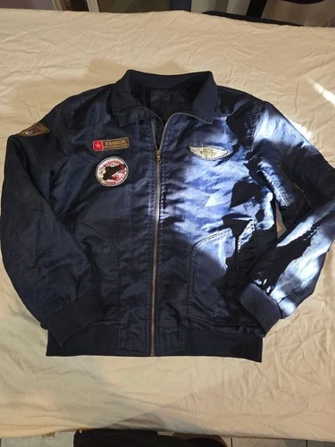 FASHION OUTDOOR FASHION Navy Aviator Bomber Jacket Embroidered Patches - product listing photo