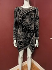 Topshop Odyssey Embellished  Backless Black Velvet Dress UK Size 10 NWT 