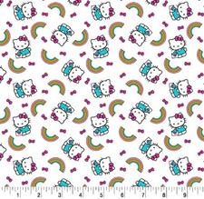 SET OF 2 HELLO KITTY RAINBOW TOSS ON WHITE ACCENT THROW PILLOW COVER 16"