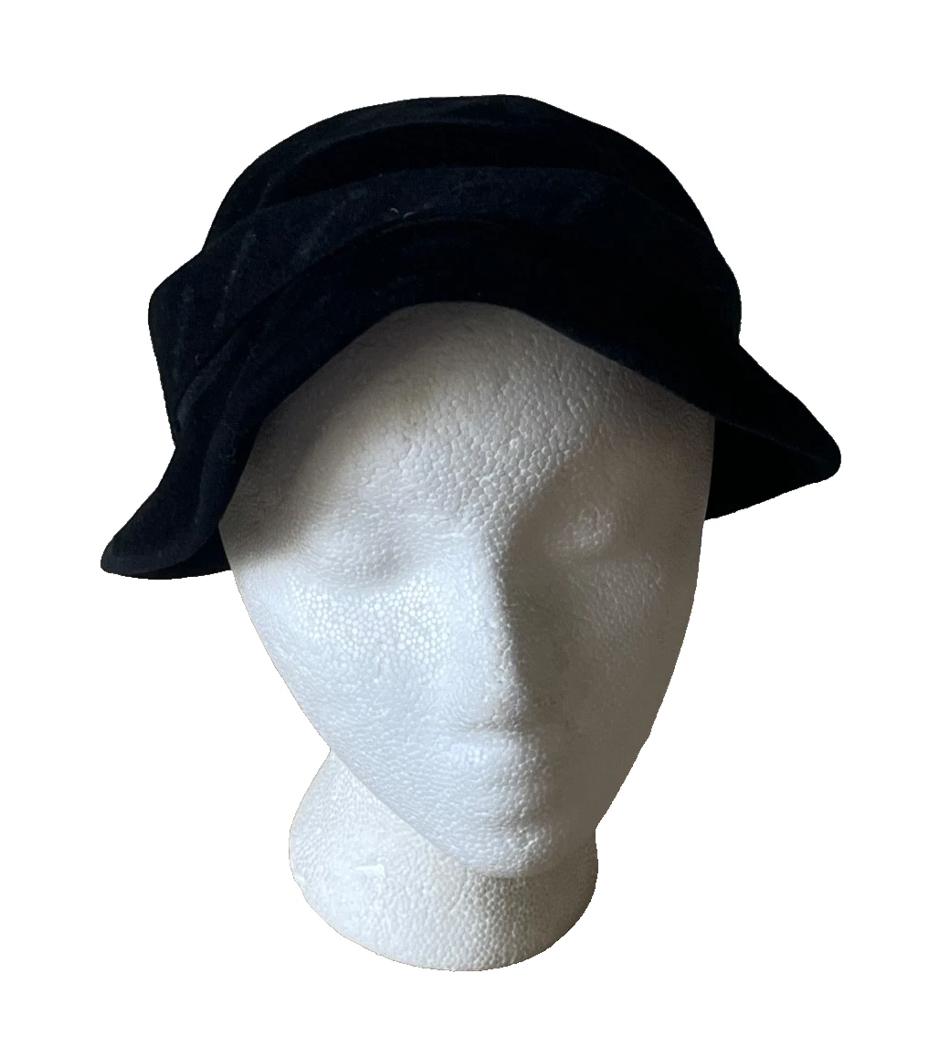 Vintage Union Made Black Satin and Velvet Bucket Hat 1940s Union Made Hat - Etsy main image 3