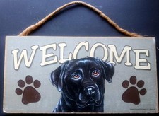 Black Labrador Dog Welcome Wooden SIGN Artwork LLC 5