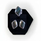 JAY KING DESERT ROSE 925 Ster Silver Vintage Rainbow Calsilica Ring W/ Earrings