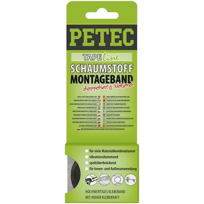 Petec Doppelseitiges Klebeband Zierleisten Montageband 12mm Schaumstoff Tape KFZ