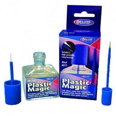 Deluxe Materials Plastic Magic Thin Plastic Cement w/2 Brushes 1 Second Cem AD77