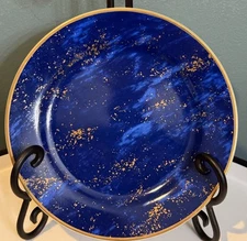 L’objet For NEIMAN MARCUS 6-5/8" BREAD PLATE LAPIS Blue LAZULI & GOLD