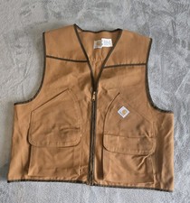 Vintage Carhartt Brown Canvas Work Utility Vest Size XXLarge Made In USA