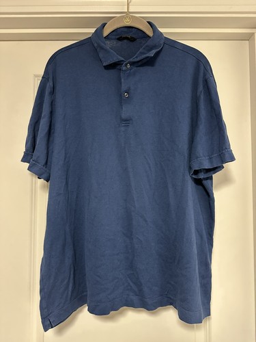 Massimo Dutti, Massimo Dutti, Mens Blue Polo Shirt, Short Sleeve Extrafine Cotton, Size XXL