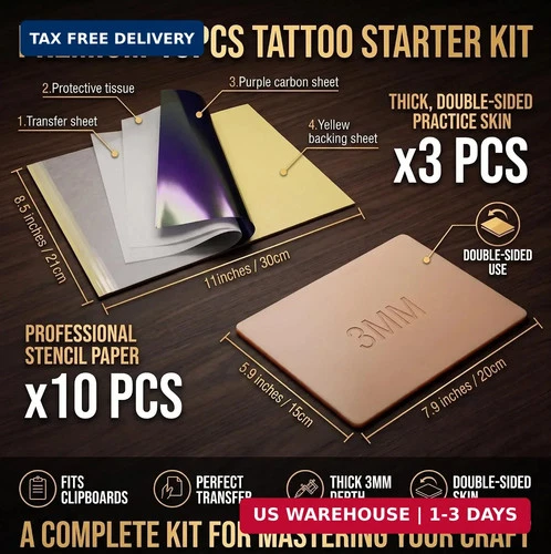 Premium 3MM Double-Sided Tattoo Practice Skin Kit, 13PCS - 3 Thick Blank Fake Sk video thumbnail